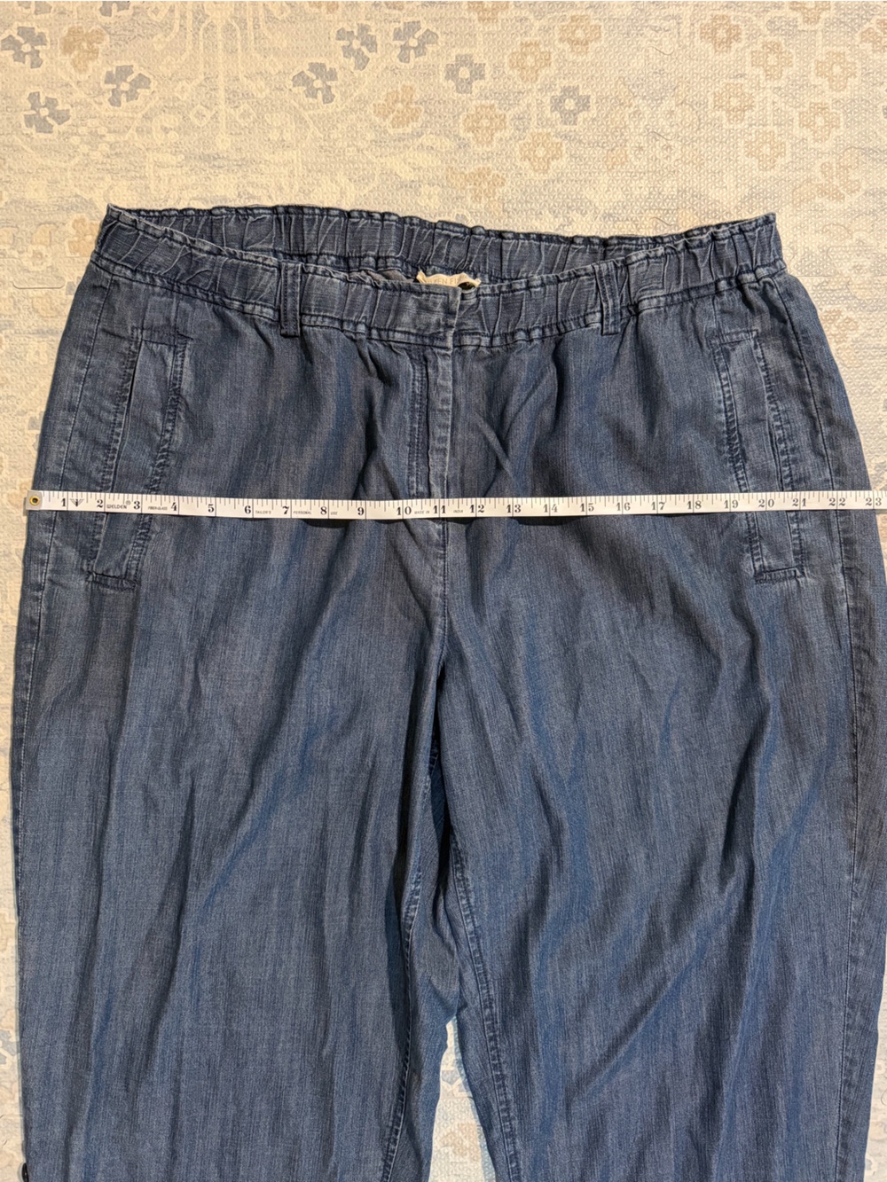 NWT Eileen Fisher, Tencel Denim, Slouchy Tapered, Smocked Waist, Minimalist - Picture 8 of 10